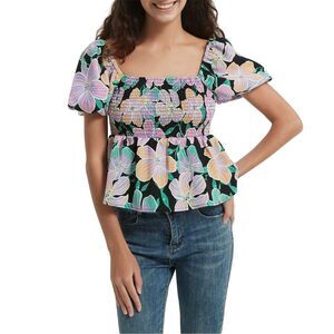Be You Womens/Ladies Square Neck Relaxed Fit Blouse / Black